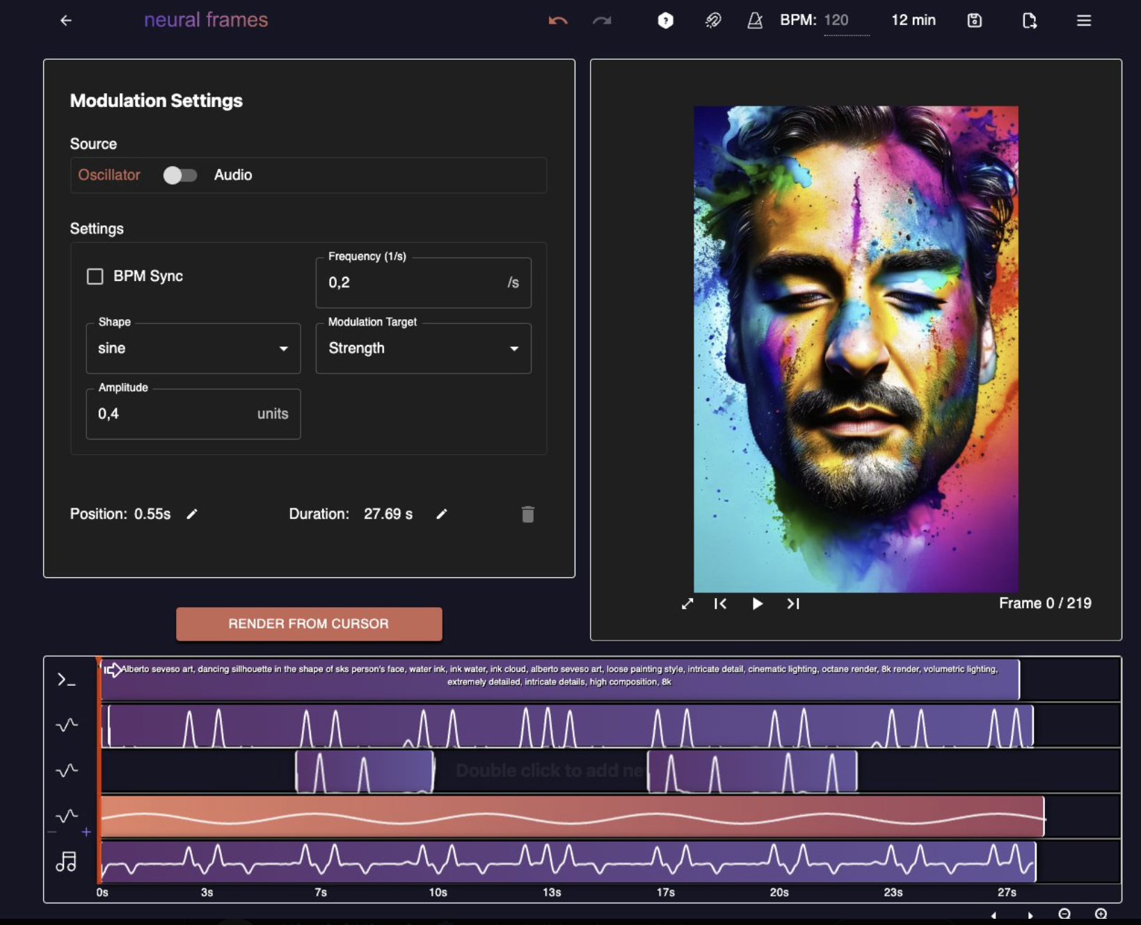 Neural Frames video editor interface