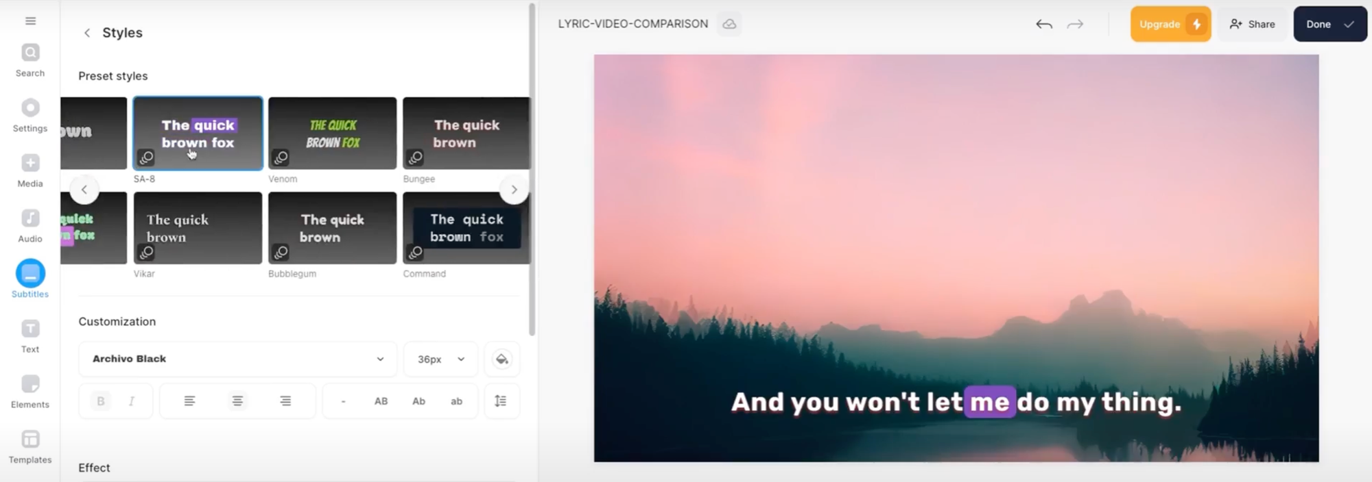 VEED lyric video creator