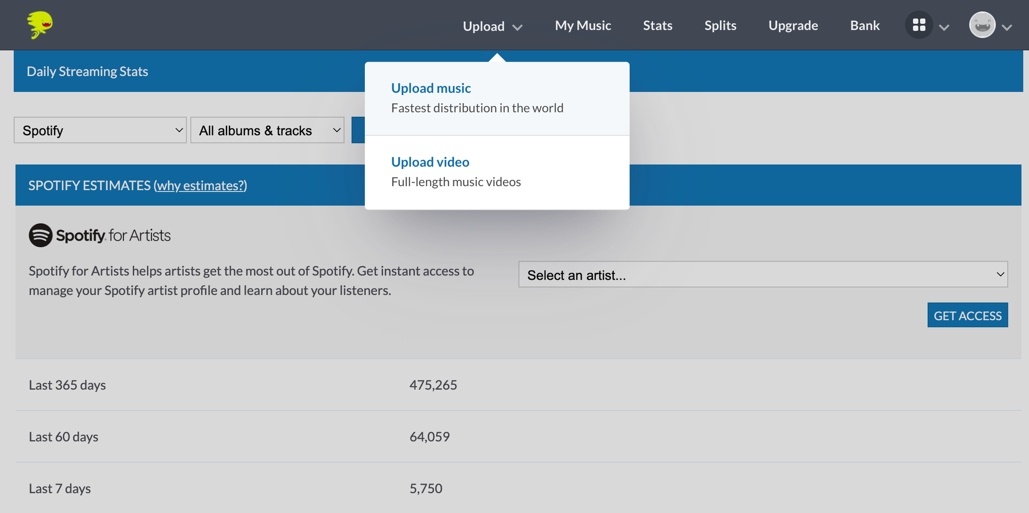 Distrokid Dashboard