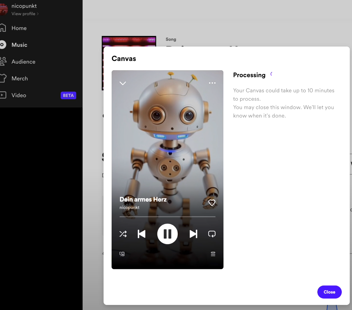 Spotify Canvas processing